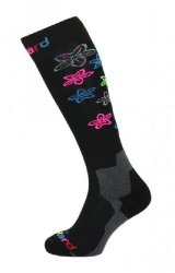 Blizzard Viva Flowers ski socks Junior, black/flowers